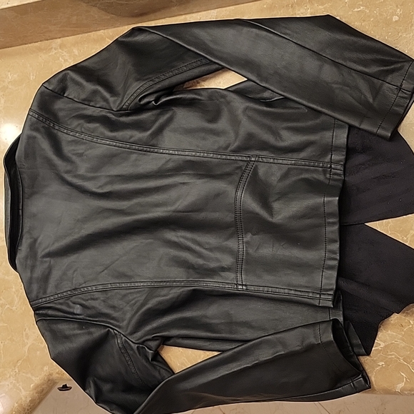 Collection B New York Faux Leather Hi-low Cascading Front Open Jacket, M - Picture 16 of 17